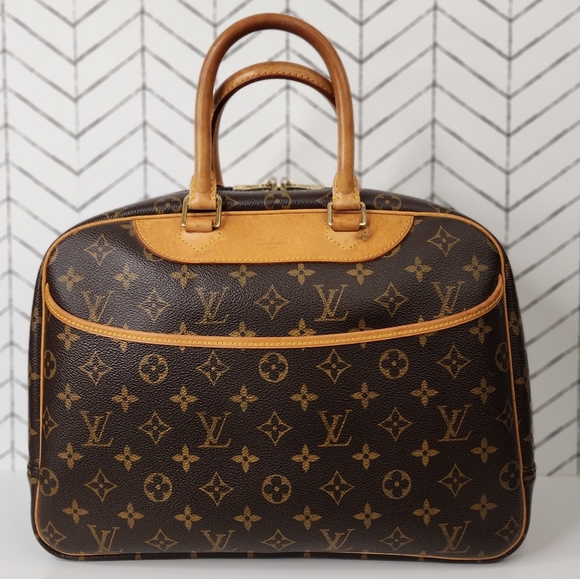 Louis Vuitton Handbags - Louis Vuitton Brown Monogram Canvas Top Handle Satchel with Tan Leather Trim